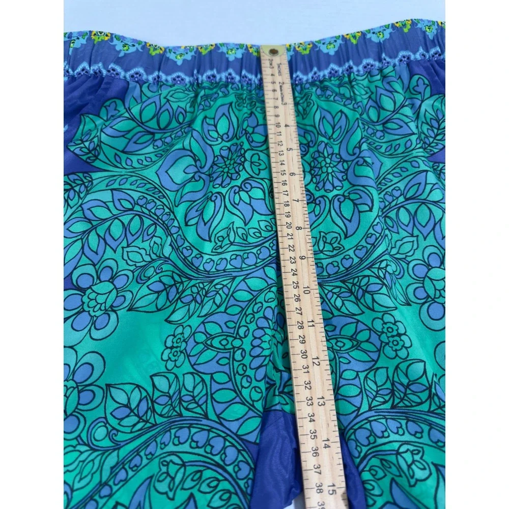 Johnny Was Diomedes Villa Silk Wide Leg Pant Blue Green Floral Med. Boho Luxury - Picture 7 of 12